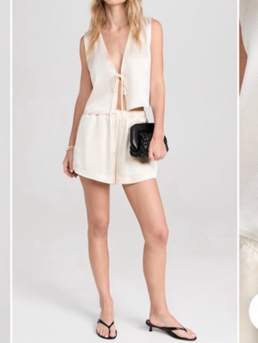 Cream Tie-Front Vest Top and Shorts Set