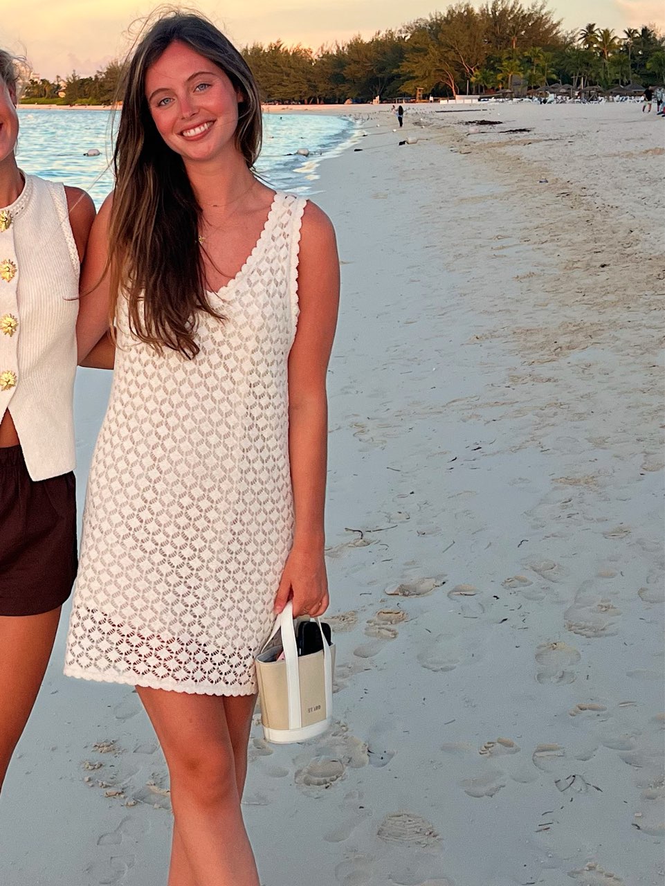 White Crochet Sleeveless Dress