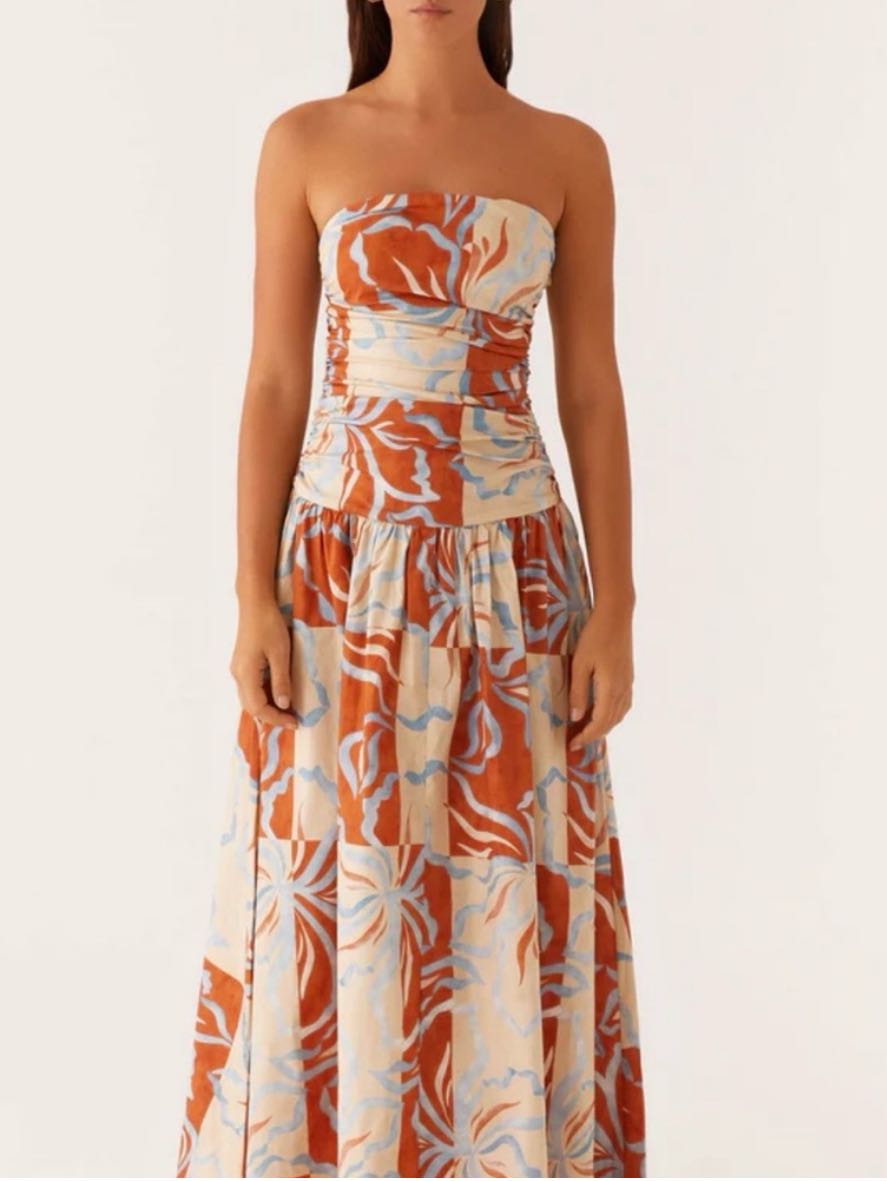 Blue and orange maxi dress