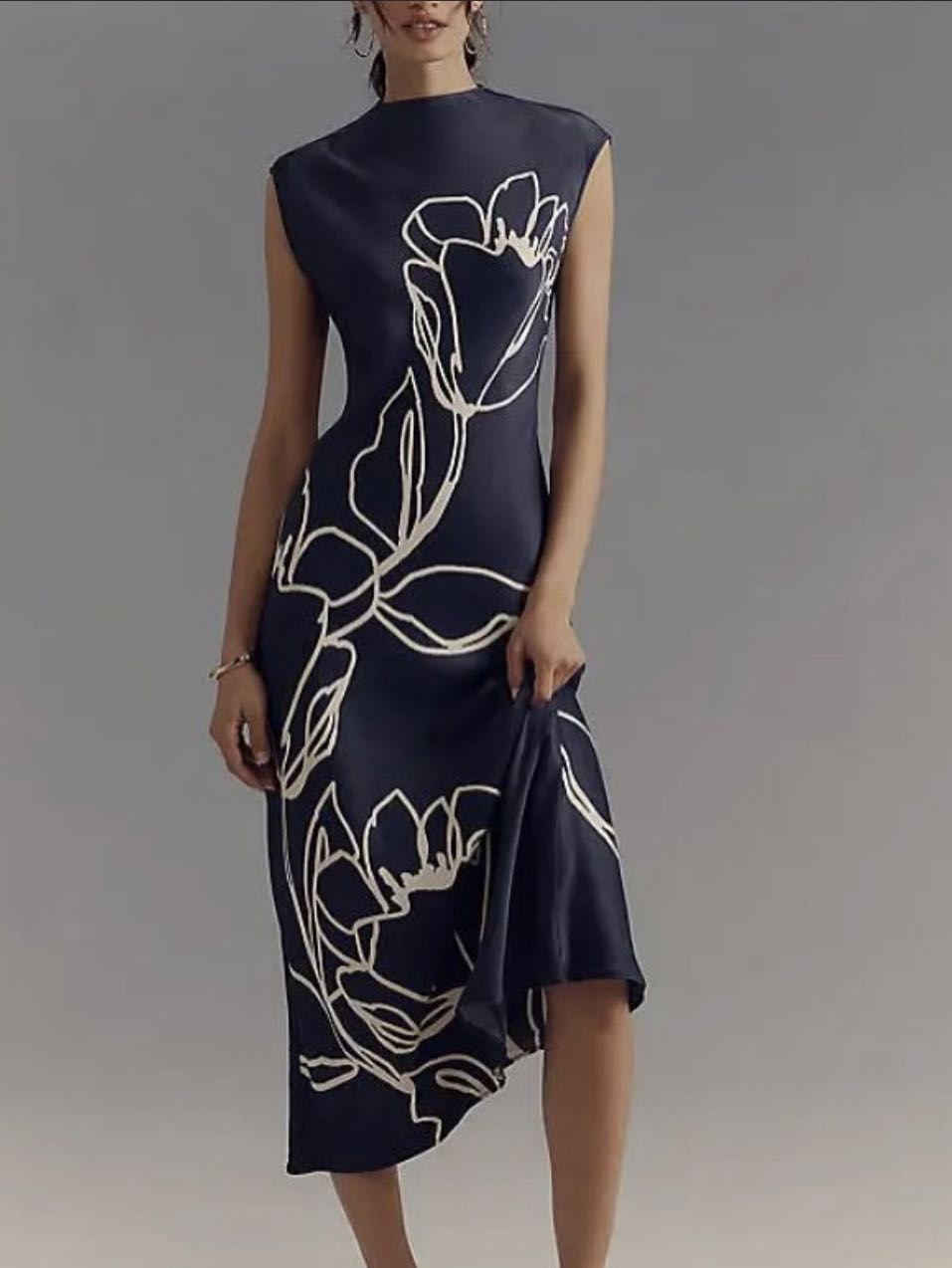 Maeve navy silk dress