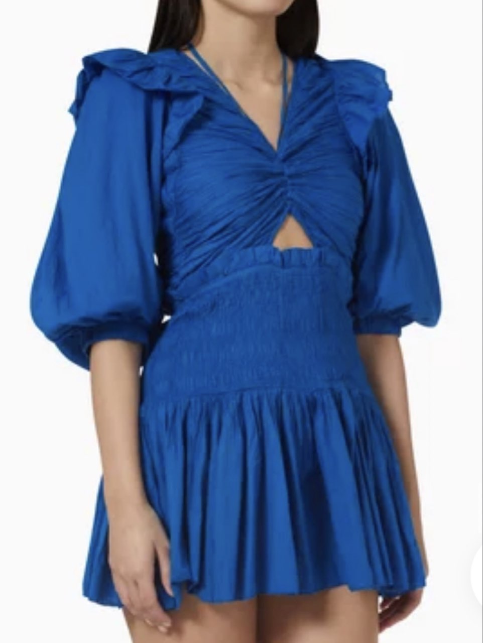 Blue Puff Sleeve Mini Dress