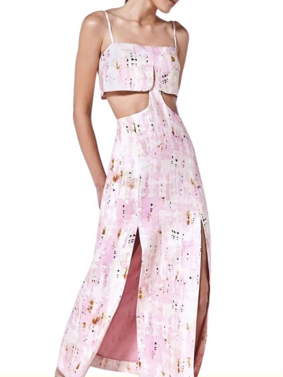 Patterned Cutout Midi Dress