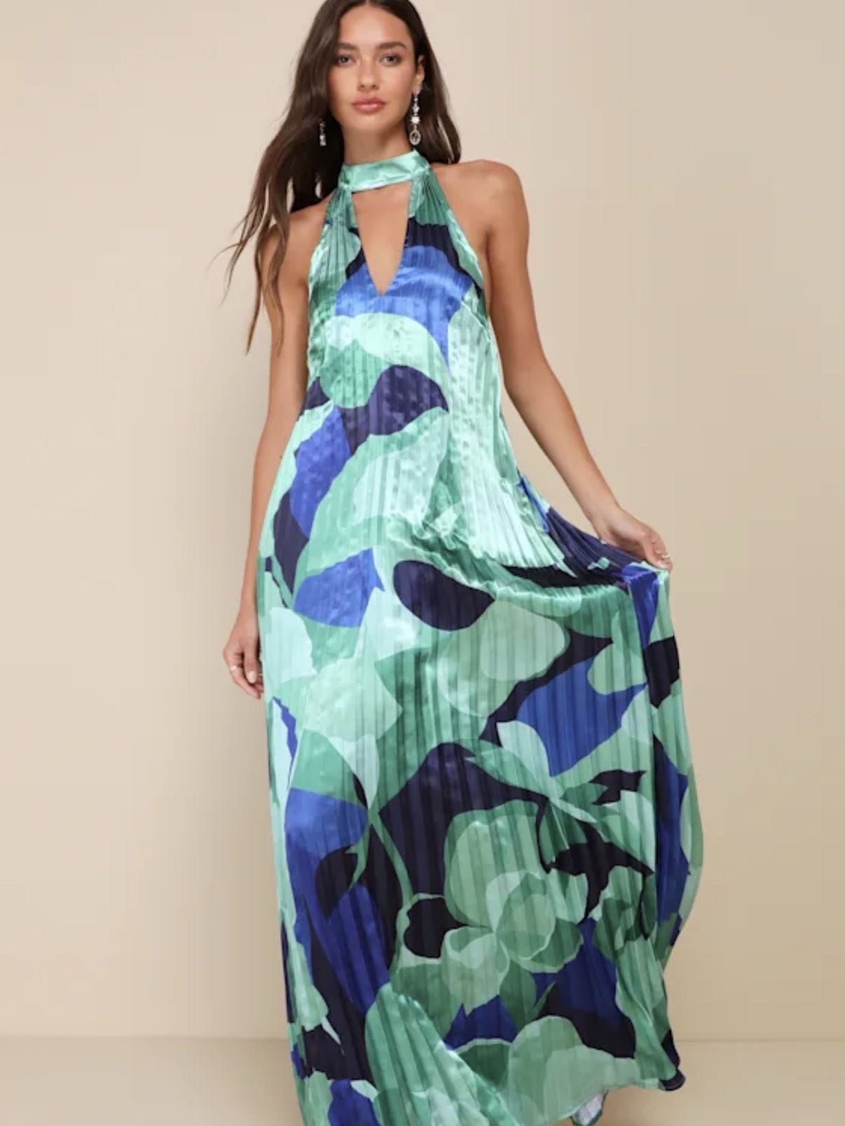 Prime posie green and blue abstract dress