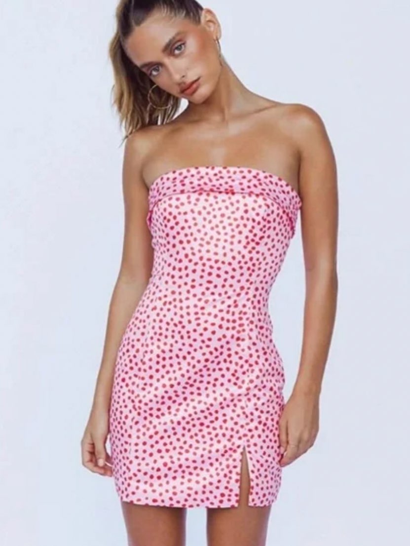 Satin polka dot mini dress
