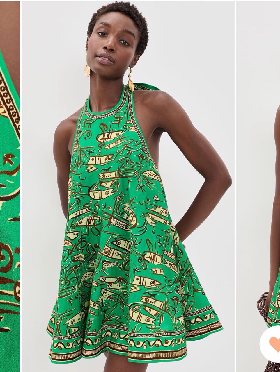 Farm Rio Green Halter Mini Dress