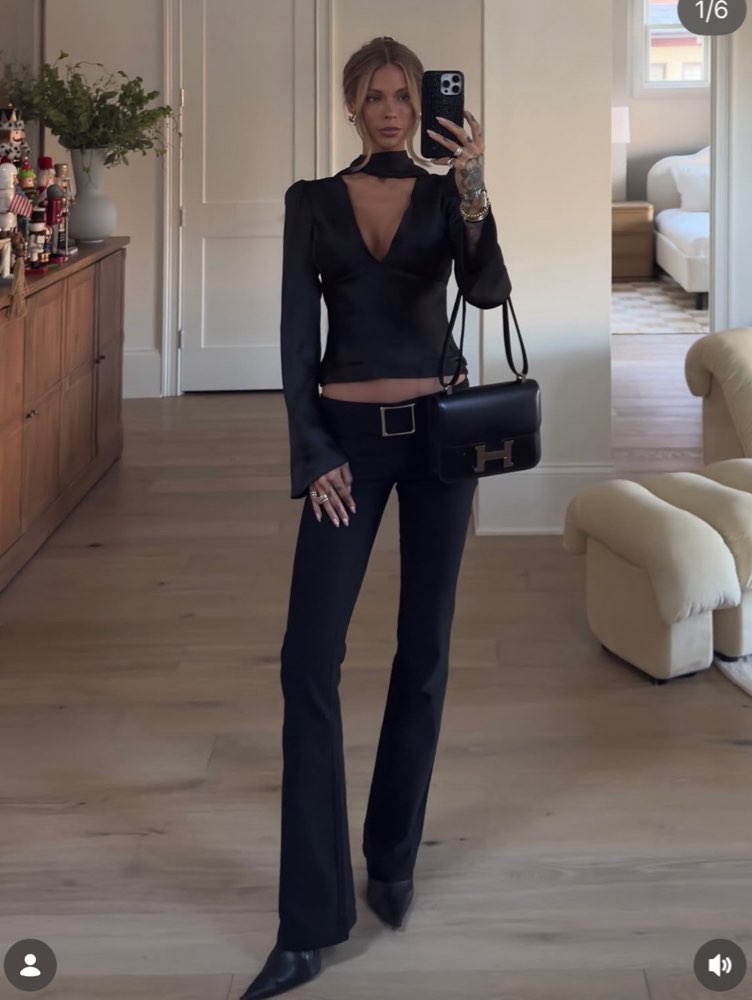 Black Choker Neck Long Sleeve Top