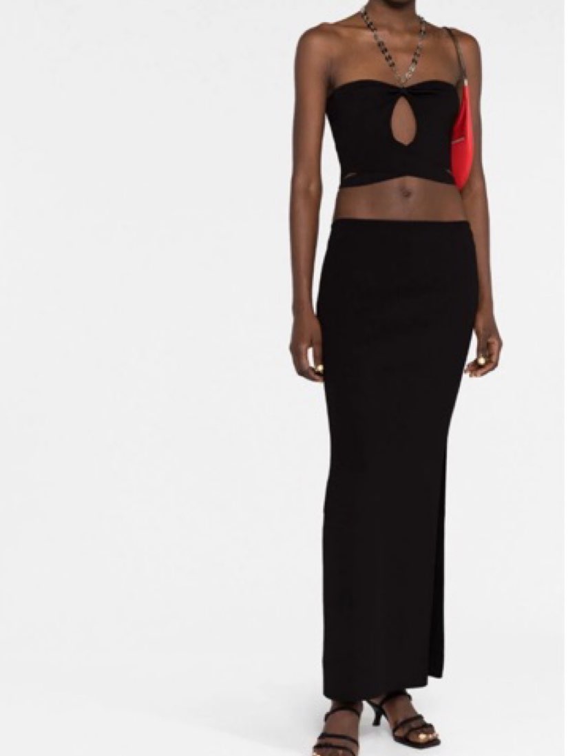 Black Cutout Strapless Crop Top & Maxi Skirt Set