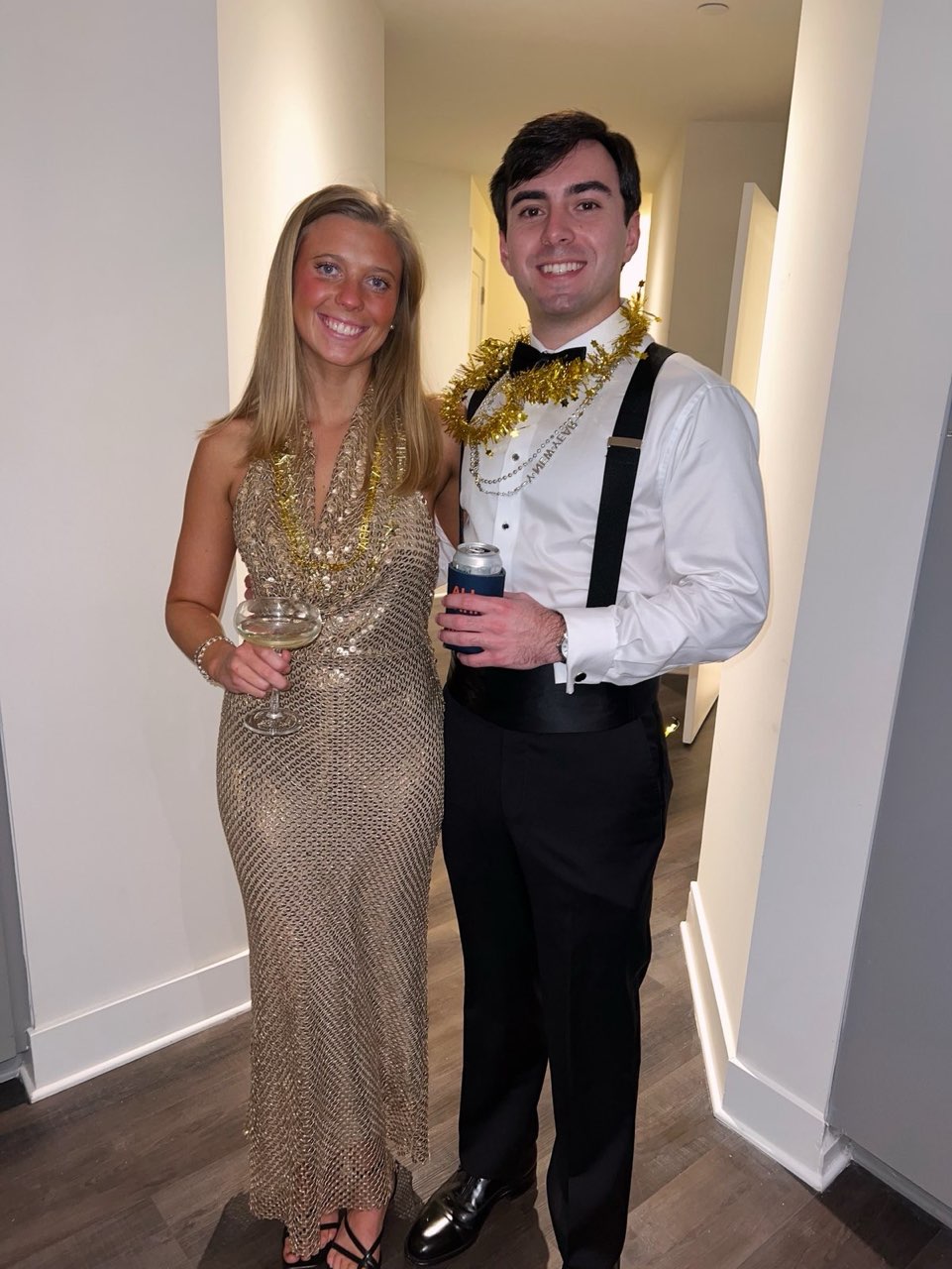 Gold Metallic Halter Maxi Dress