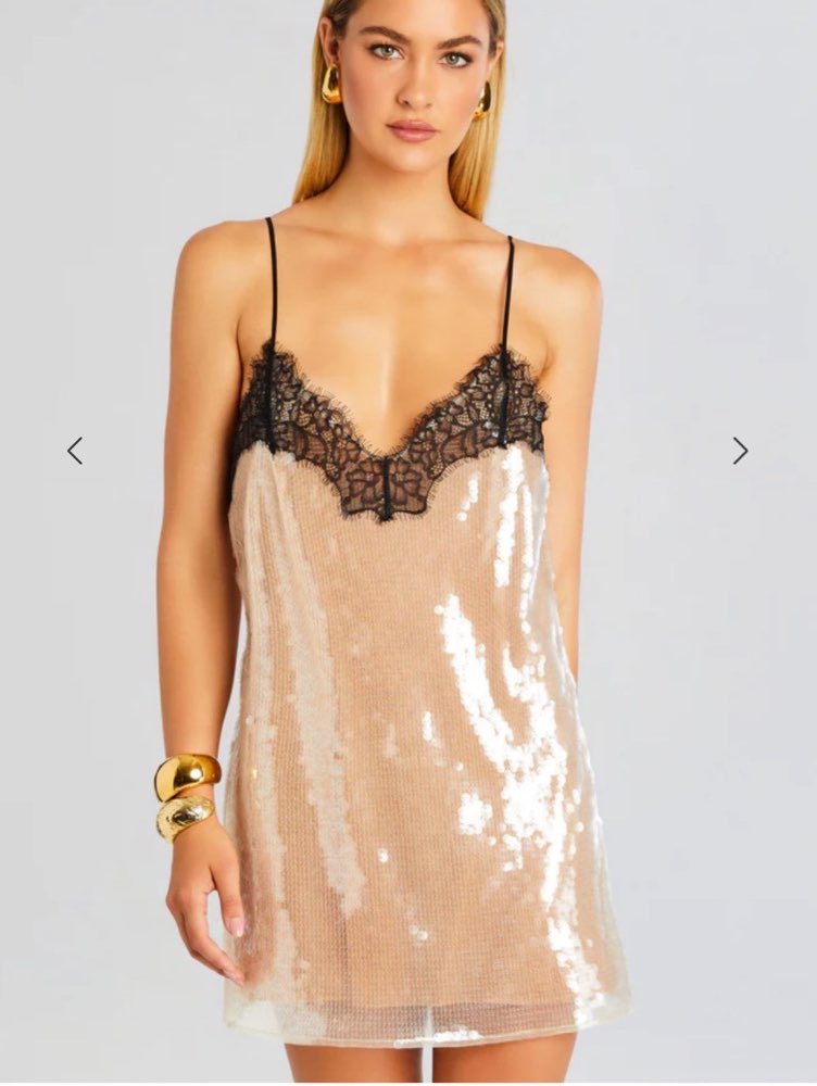 Sequin Lace Trim Slip Dress