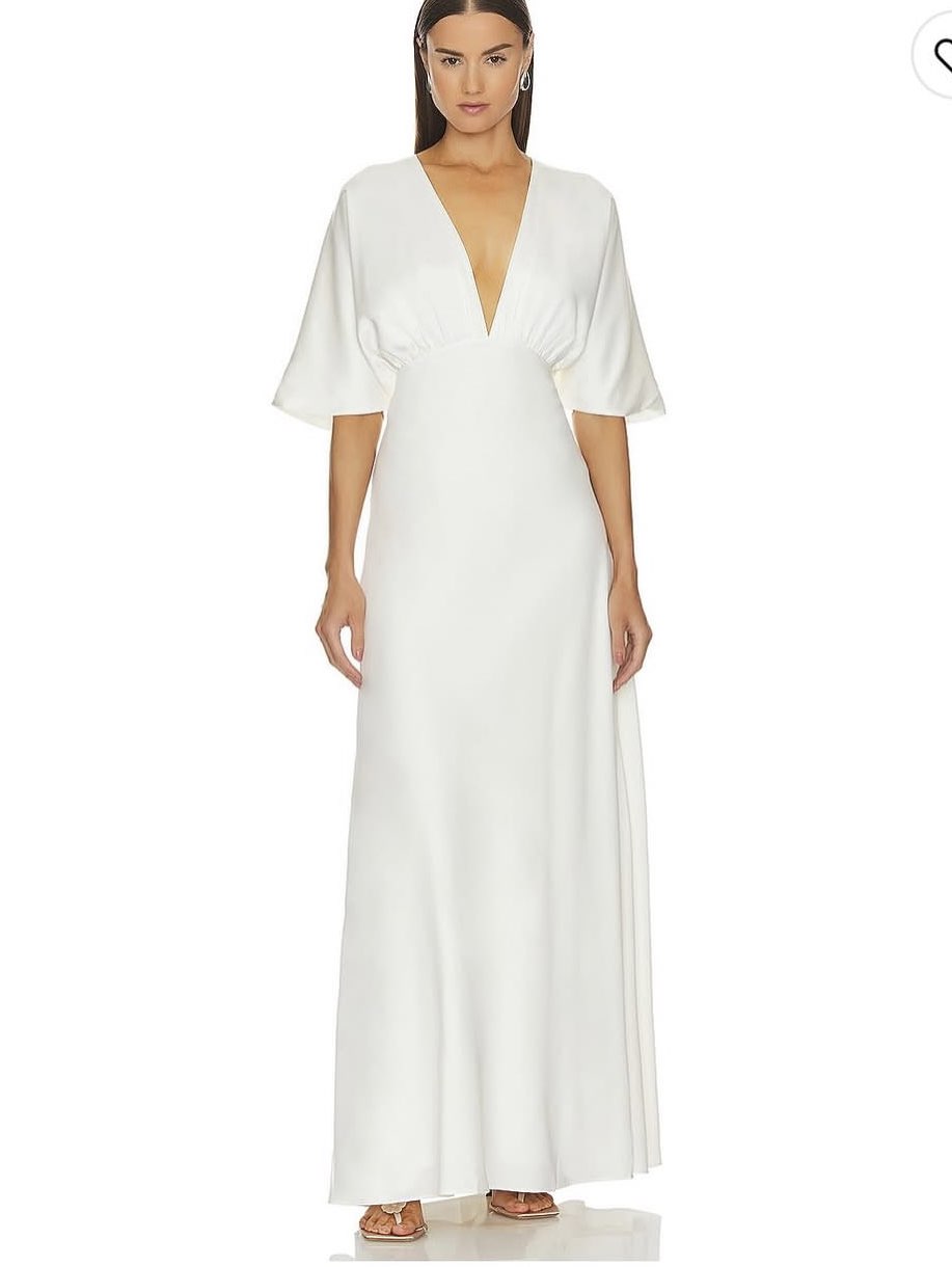 White V-Neck Maxi Dress