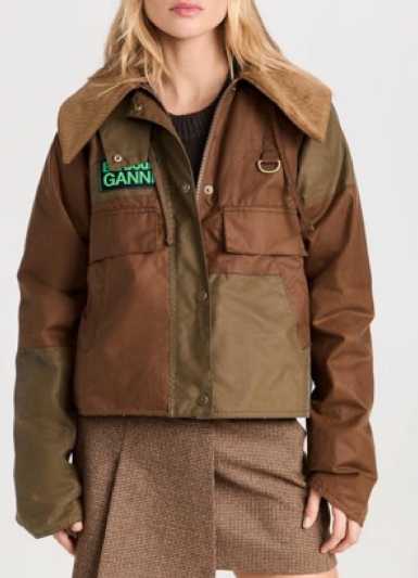 Barbour x GANNI Patchwork Cropped Jacket