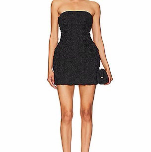 Revolve Black Rose Mini Black Dress