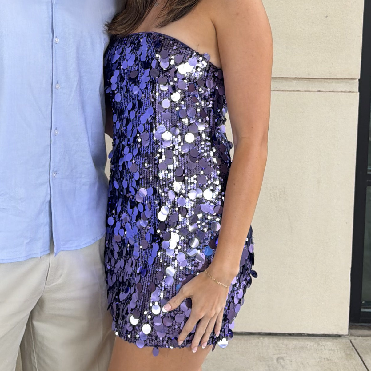 Princess Polly Purple Sequin Strapless Mini Dress