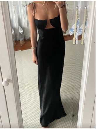 Black Scalloped Bust Maxi Dress
