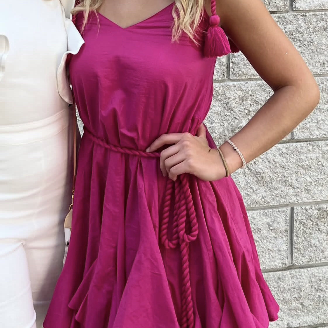 Fuchsia Tassel Mini Dress