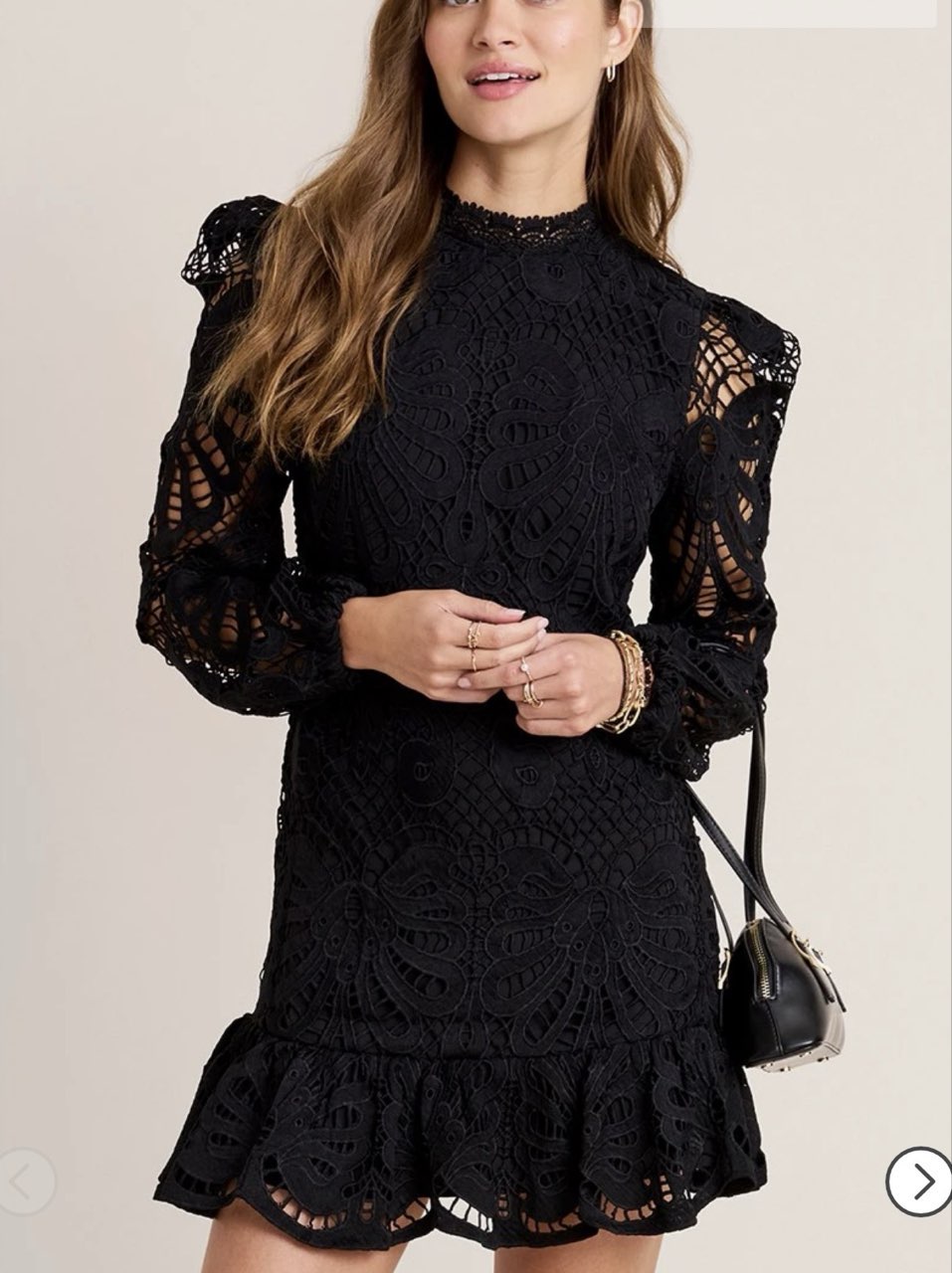 Francesca’s black lace mini dress