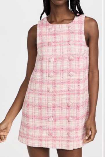 Pink Plaid Tweed Mini Dress