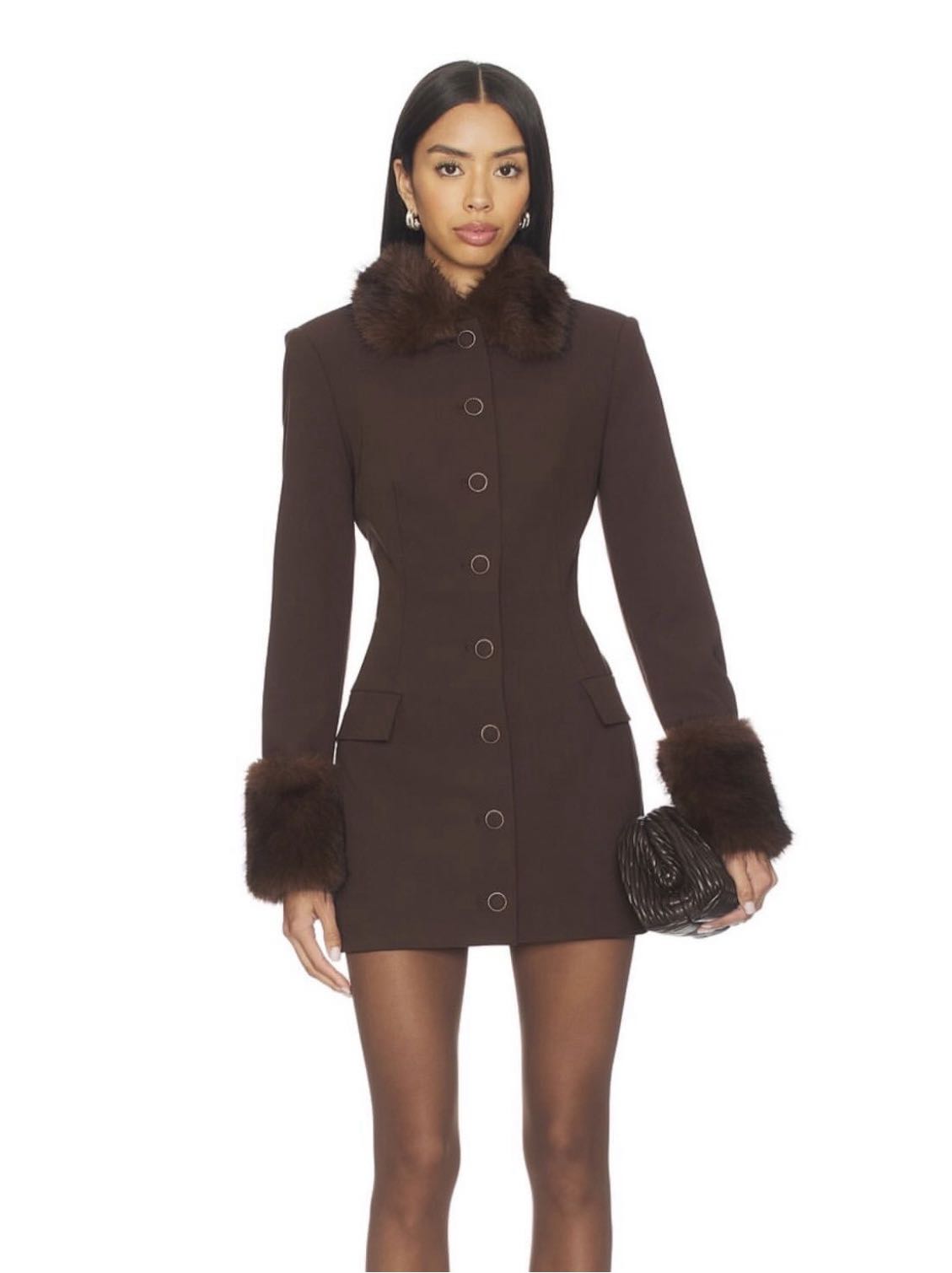 Ronny Kobo Brown Mini Dress