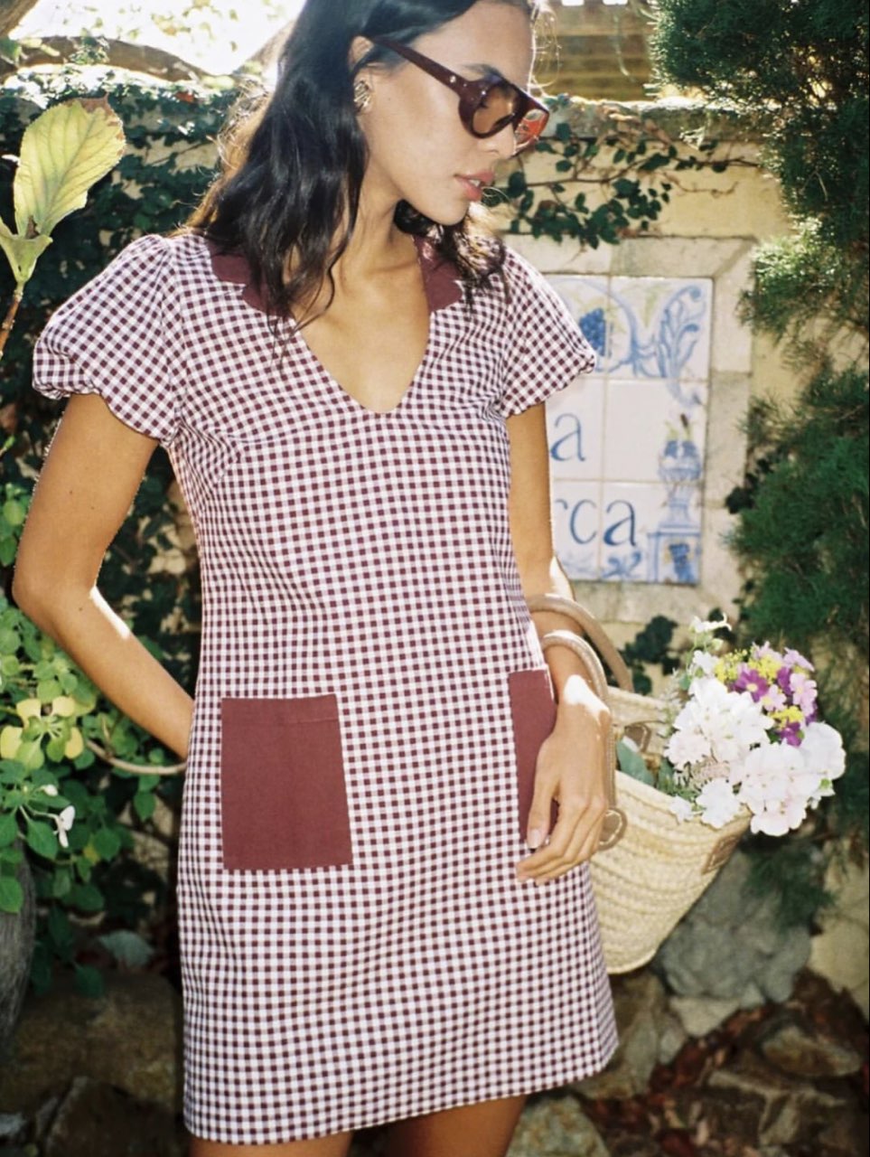 Gingham Mini Dress with Contrast Collar