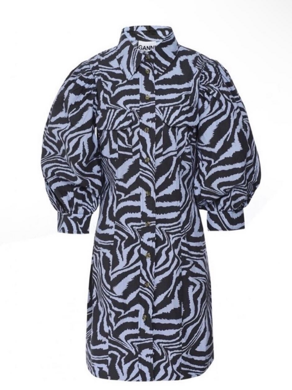 Ganni Puff Sleeve Zebra Mini