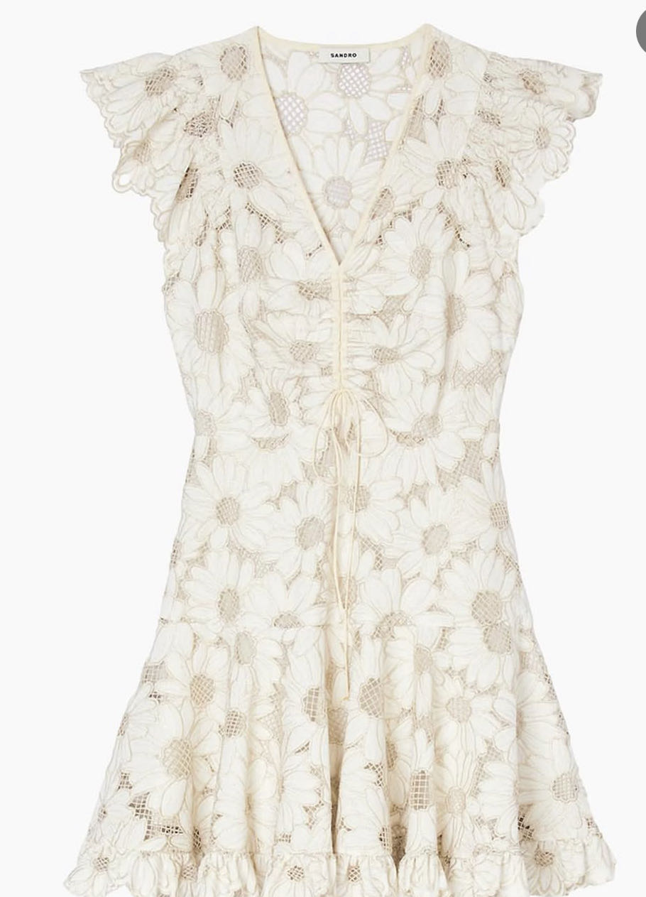 Sandro mini white and gold dress