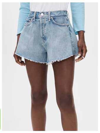 Light Wash Flared Denim Shorts