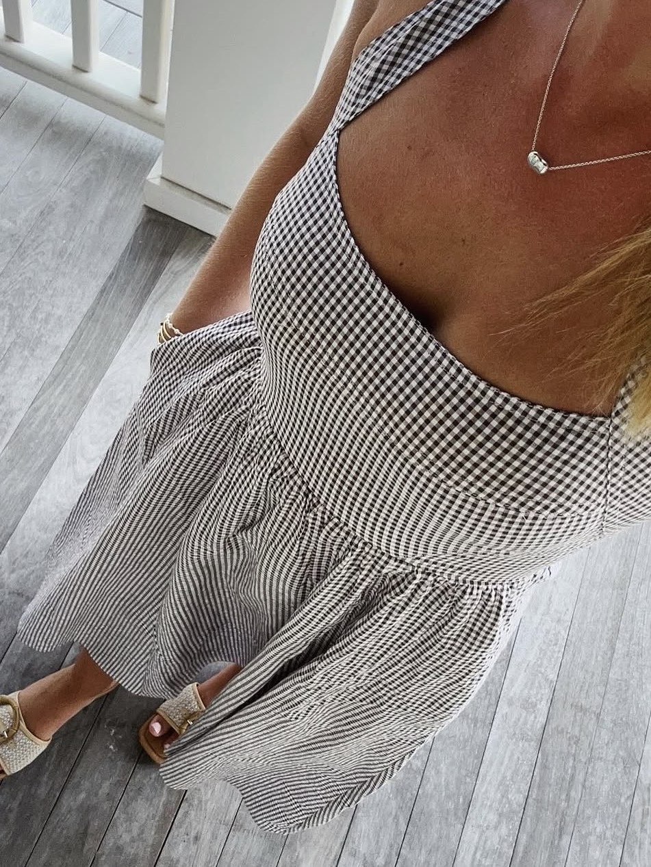Brown Gingham Hill House Midi Dress