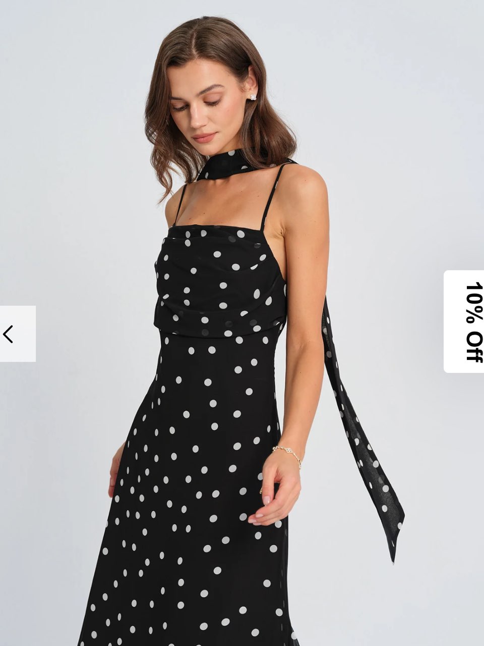 Rihoas black and white polka dot maxi dress with neck scarf