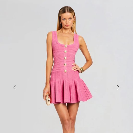 Retrofete Pink Pleated Mini Dress