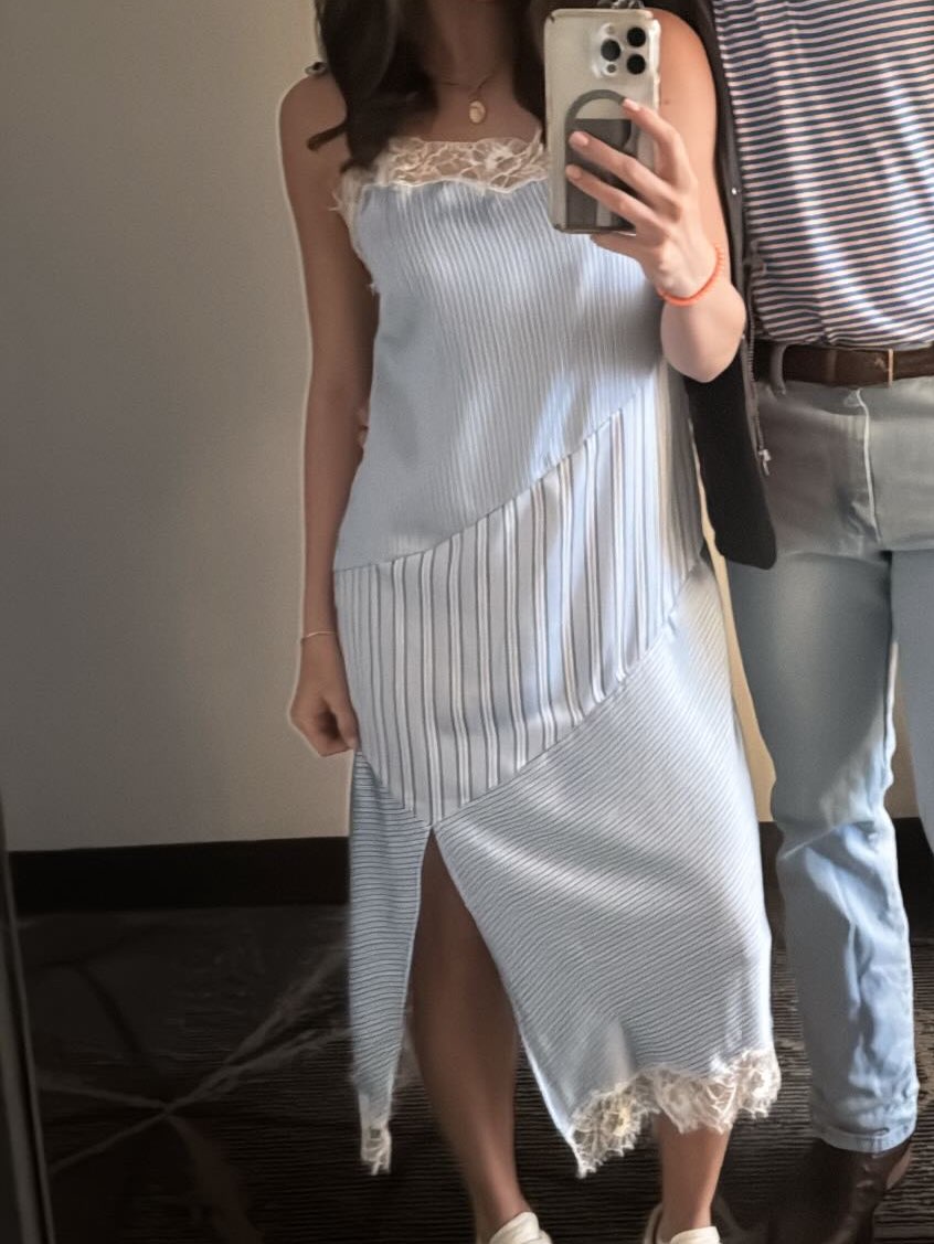 Blue Lace Trim Slip Dress