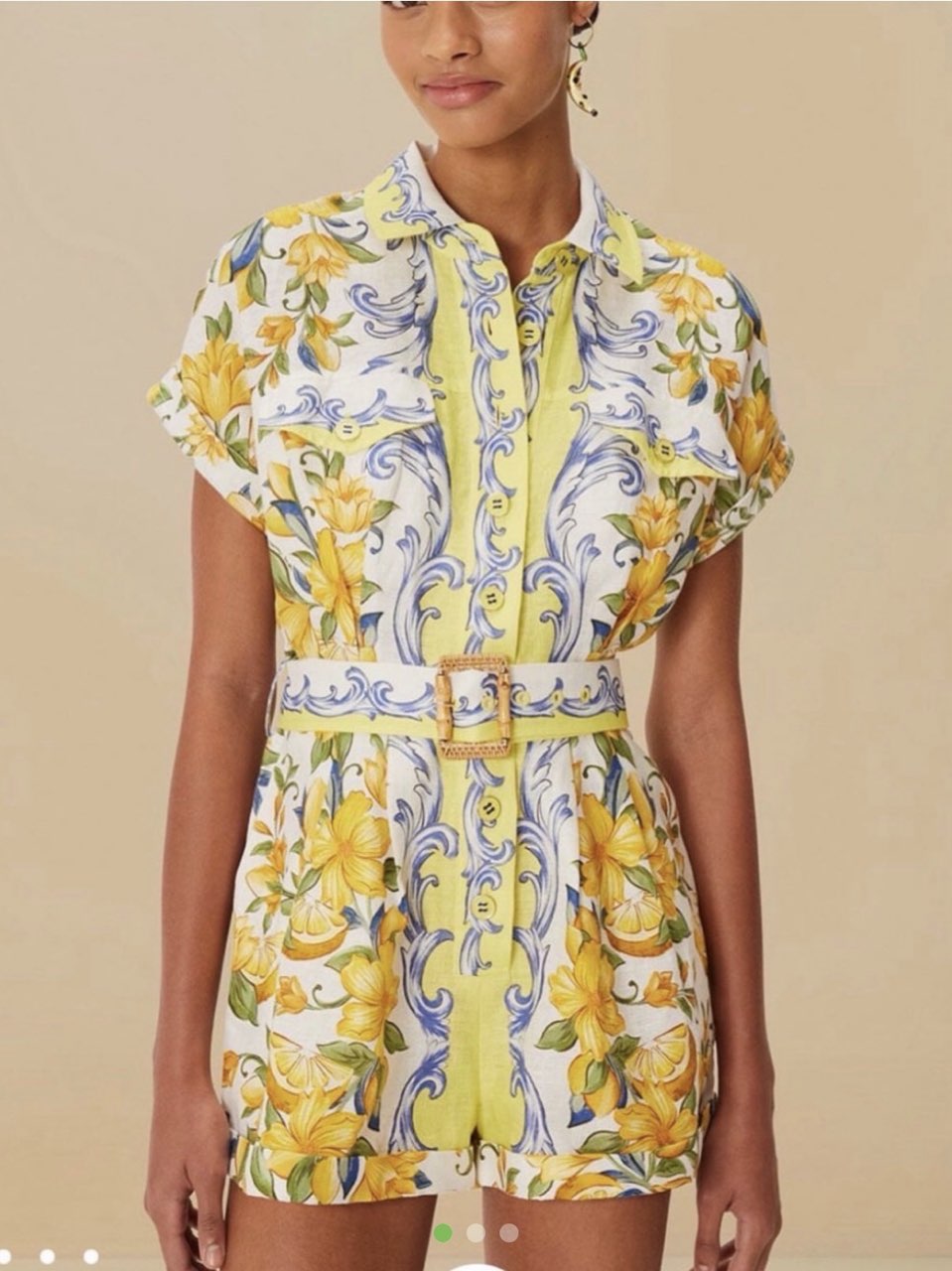 FARM Rio Lemon & Floral Print Romper