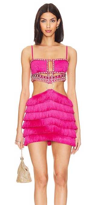 Fuchsia Embellished Fringe Two-Piece Set