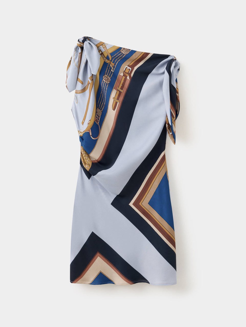 One-Shoulder Scarf Print Mini Dress