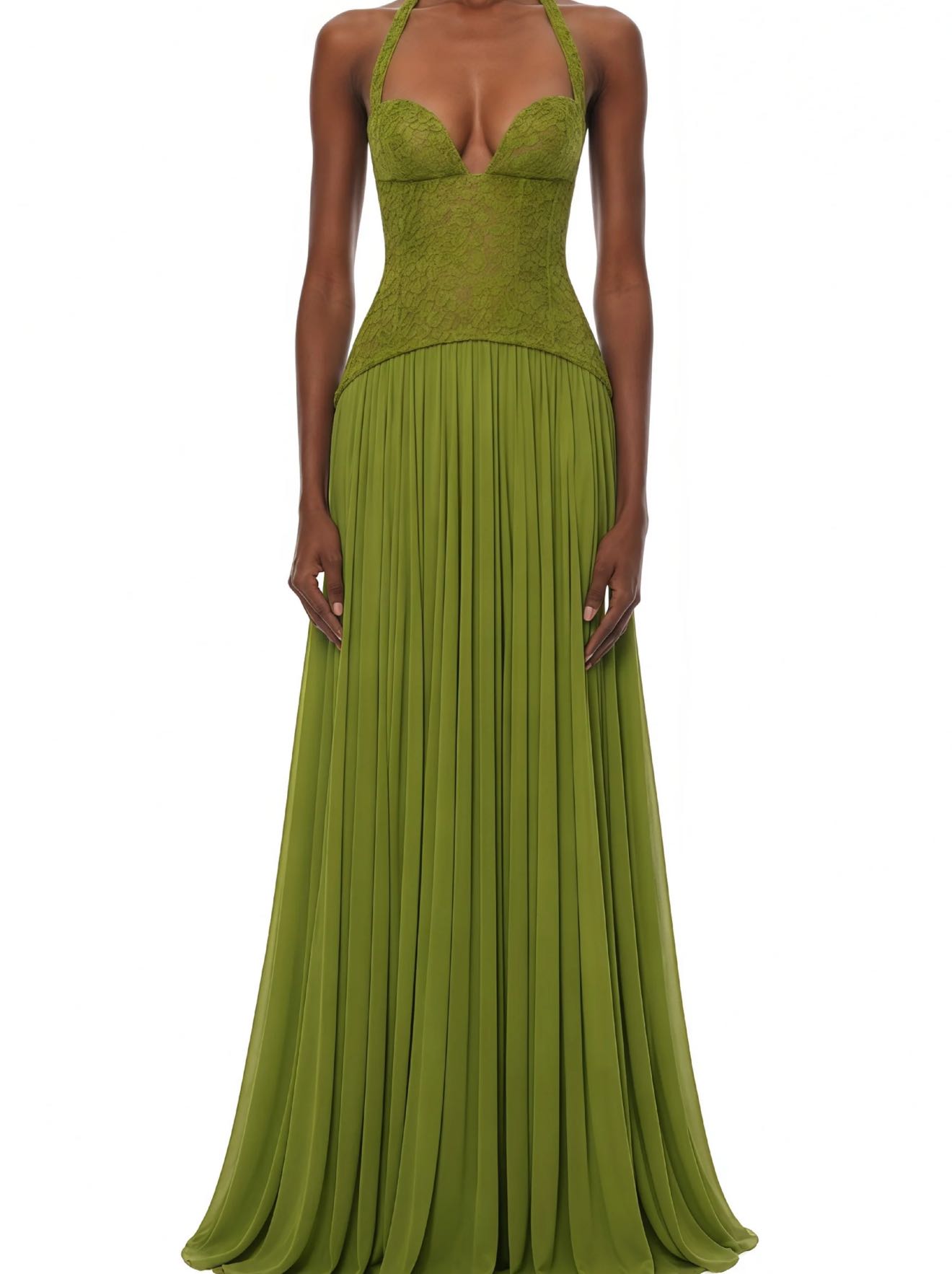 Green Halter Neck Maxi Dress