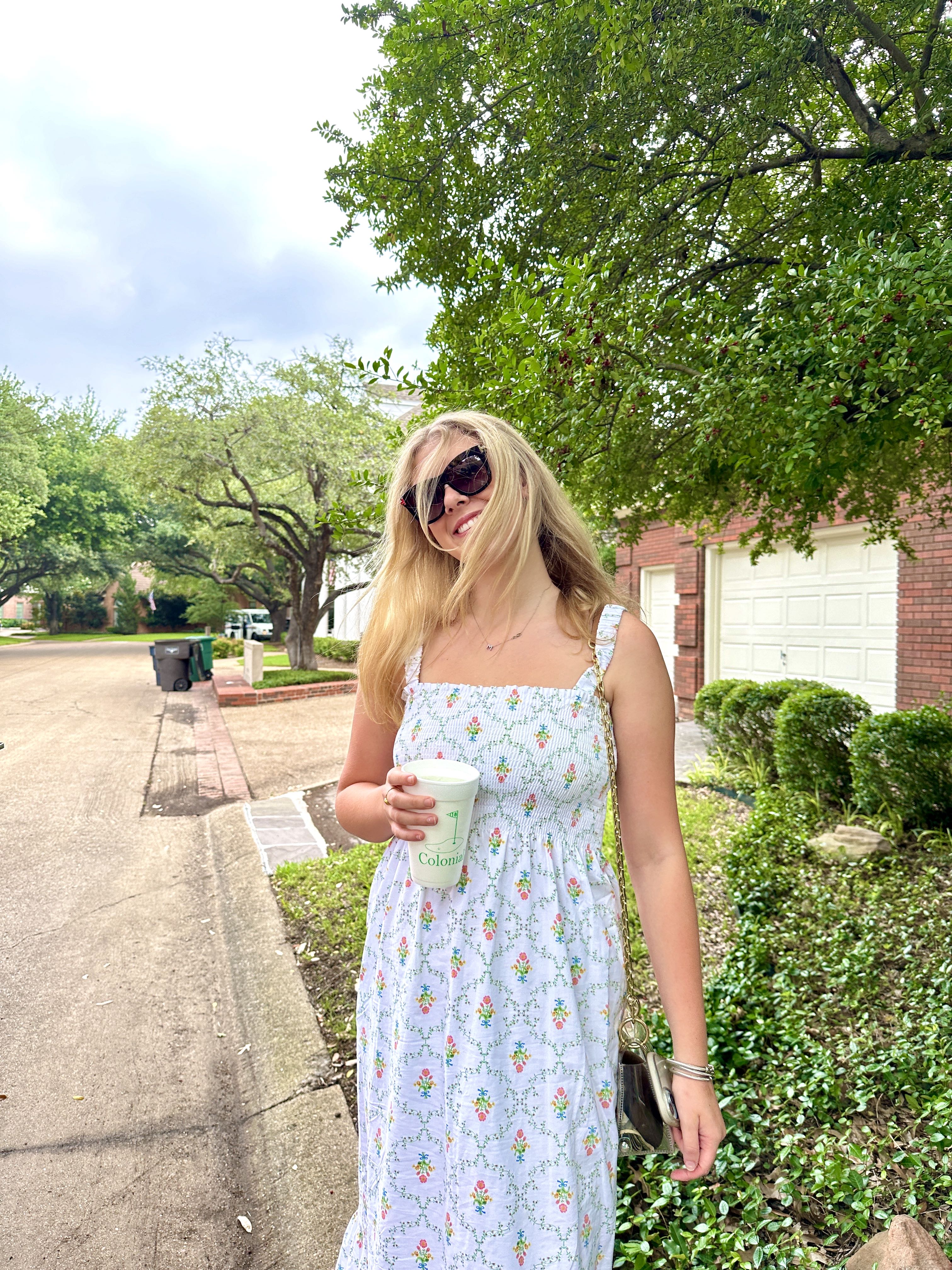 The Anjuli Nap Dress in Pastel Trellis Cotton