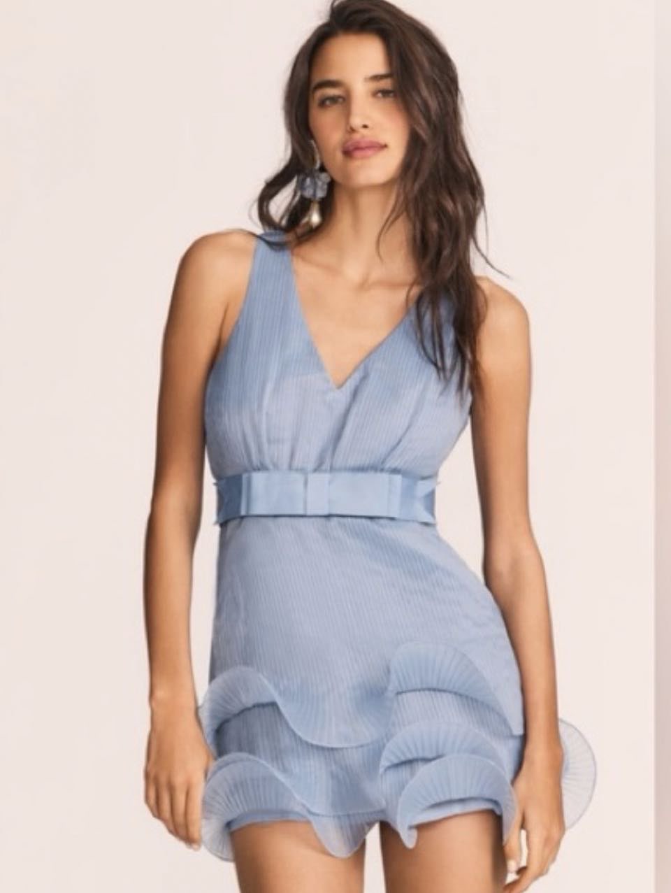 Blue Ruffle Mini Dress