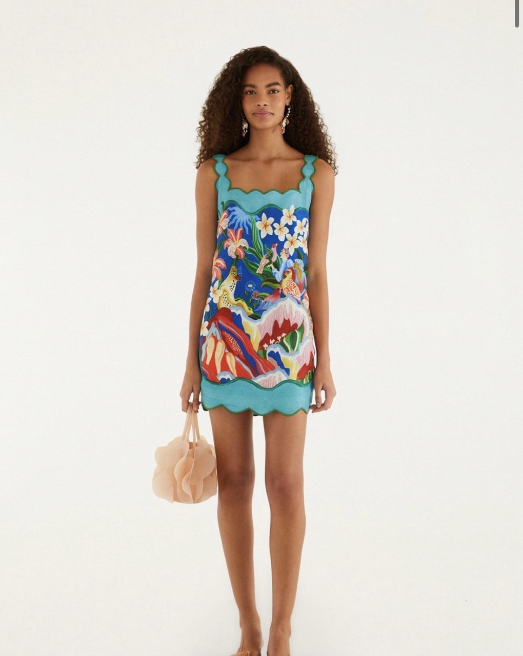 Multicolor Garden Of Life Scarf Scallop Mini Dress