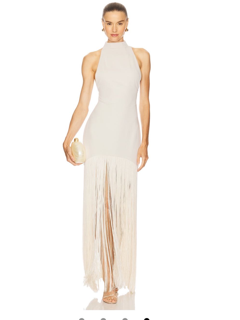 Ivory Fringe Halter Gown