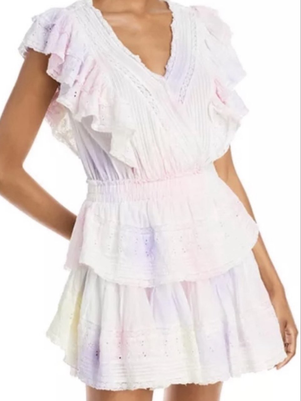 Pastel Tie-Dye Ruffle Mini Dress