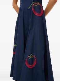 Wells Tomato-Embroidered Midi Dress