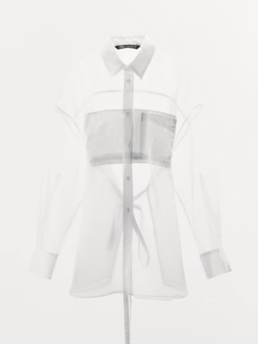 White Sheer Cropped Button-Up Top