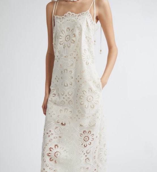 Zimmermann White Embroidered Midi Dress