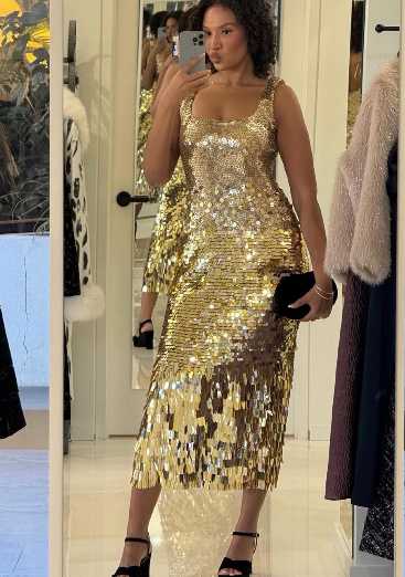 Gold Sequin Midi Dress