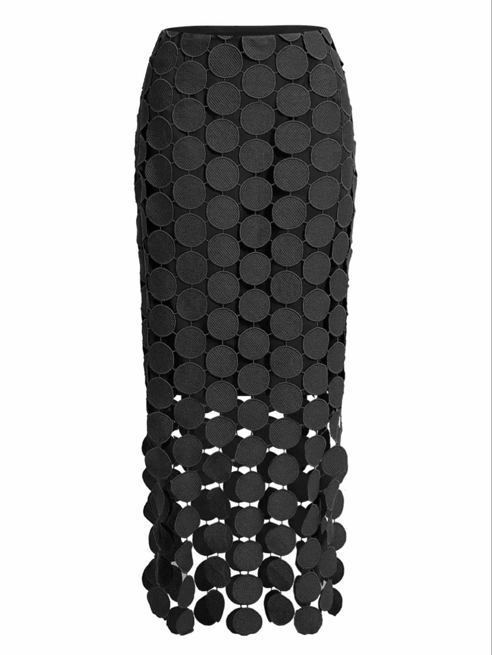 Black Circle Cutout Midi Skirt