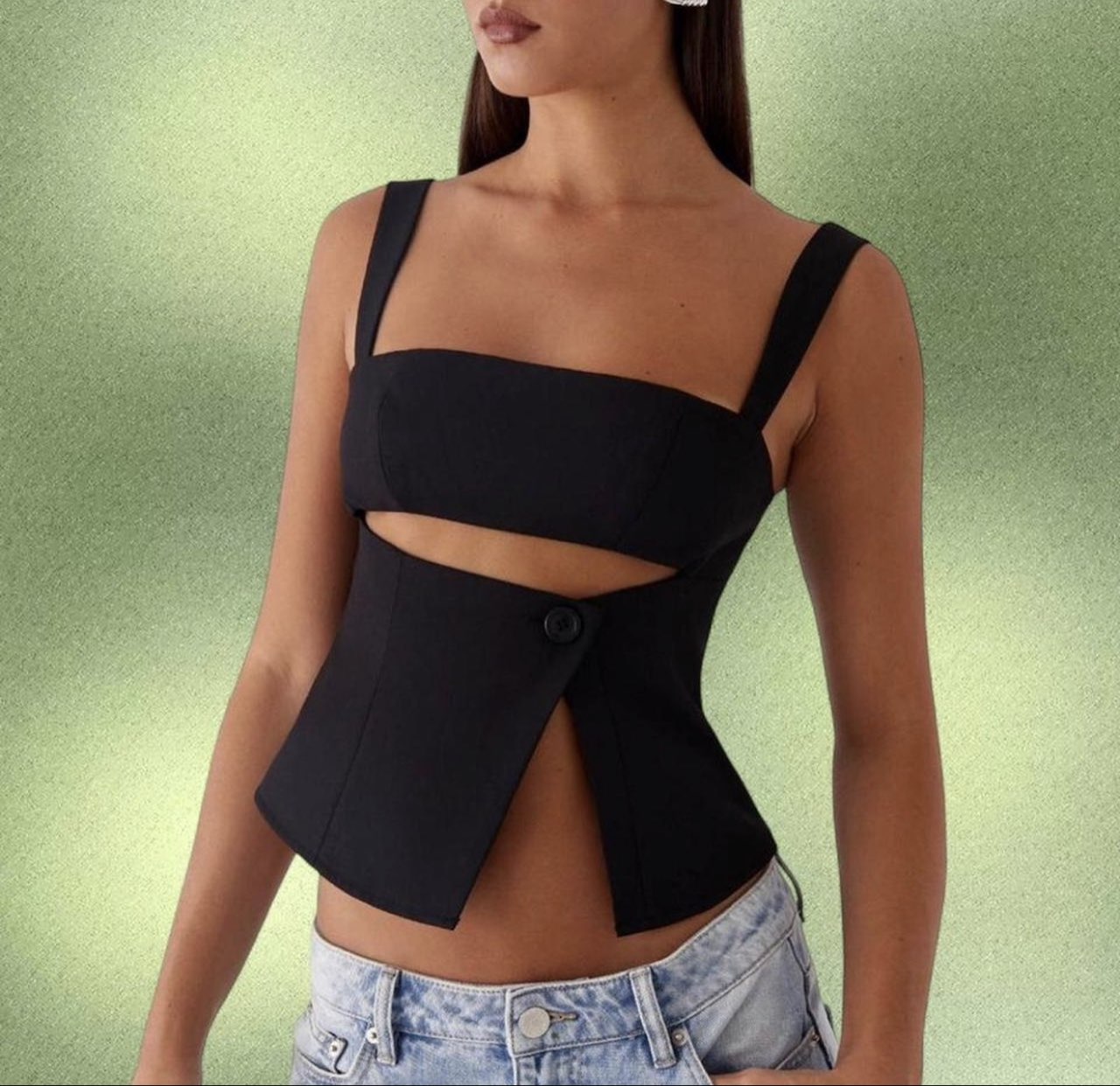 Peppermayo Black Cut-Out Asymmetrical Top
