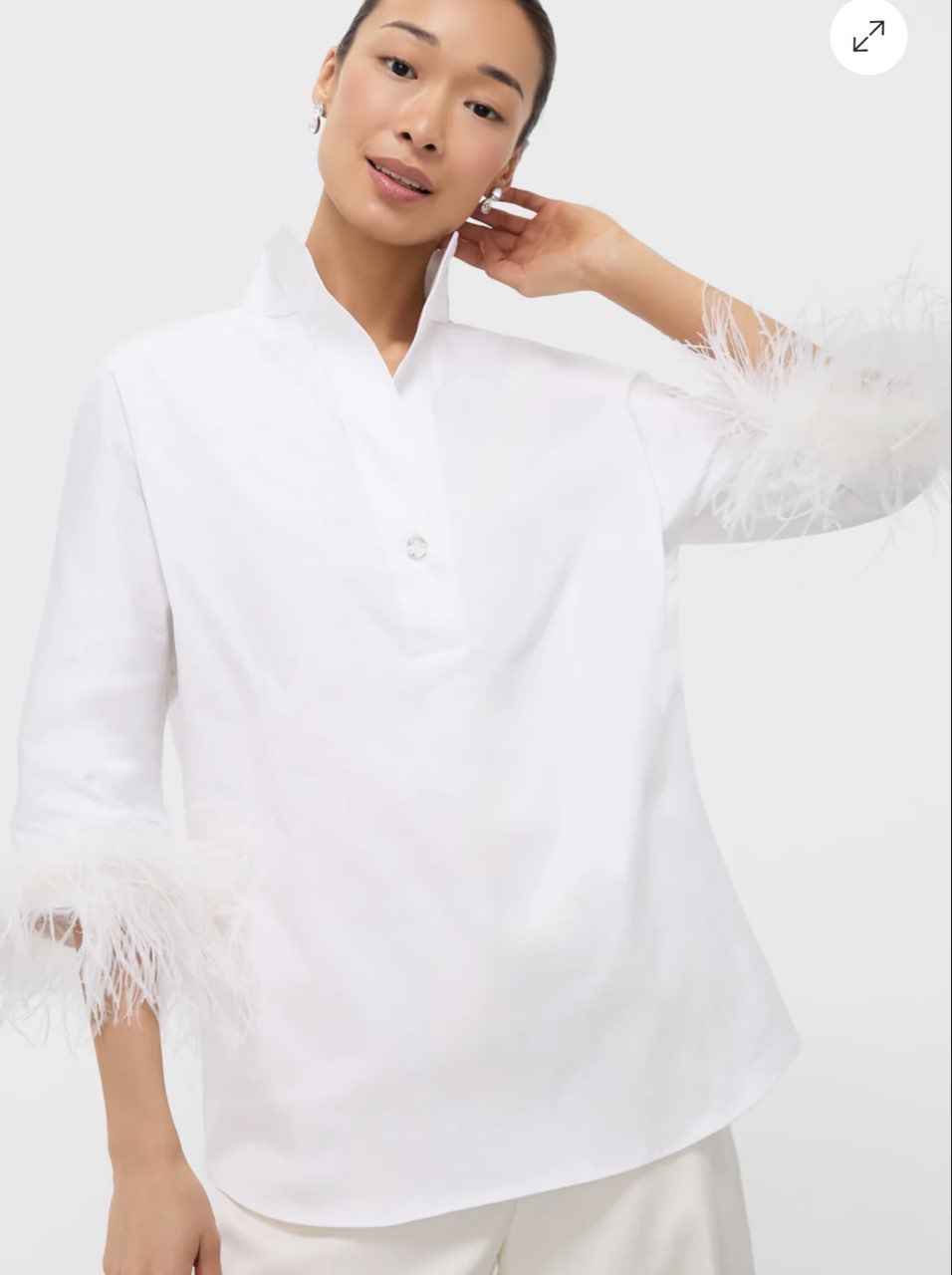 Feather sleeve blouse