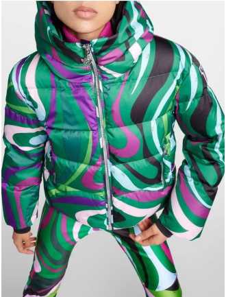 Swirl Print Puffer Jacket
