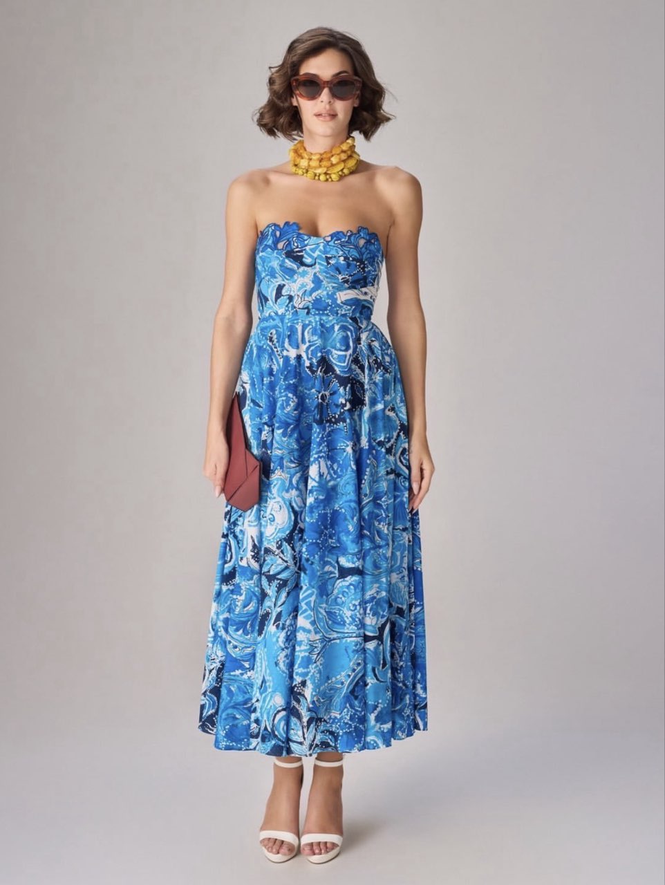 Saaksha & Kinni myra blue abstract floral maxi dress