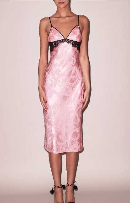 Pink Paisley Satin Slip Dress