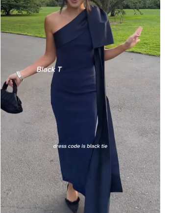 Black One-Shoulder Bow Maxi Dress